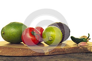 Guacamole ingredients Isolated on white photo