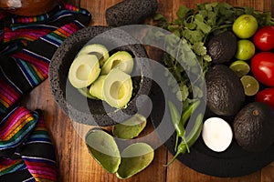 Guacamole ingredients recipe flatlay