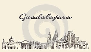 Guadalajara skyline Jalisco Mexico a vector sketch