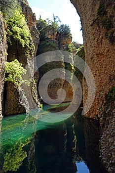 Guadalevin gorge from water mine of Ronda in Andalusia, Spain