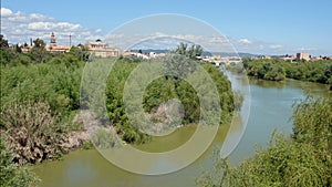 Guadalquivir river and city of Cordoba in Spain
