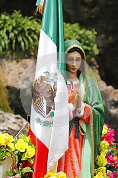 Virgen maria Guadalupe with mexican flag, mexico city I