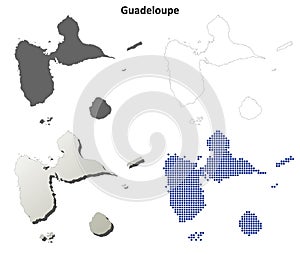 Guadeloupe outline map set