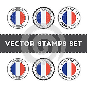 Guadeloupian flag rubber stamps set.