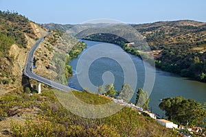 The Guadiana river near Pomarao forms the Portuguese-Spanish border. Beja. Portugal