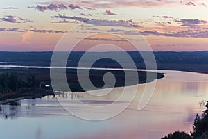 Guadiana view of the border between Portugal and Spain in Juromenha beautiful Alentejo landscape at sunset, in Portugal