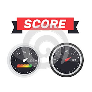 Guage icon. Credit score indicators and gauges vector set. Score