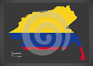 Guainia map of Colombia with Colombian national flag illustration photo