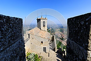 Guaita Castle in San Marino. Exterior of Rocca della Guaita castle