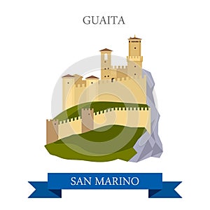 Guaita San Marino Europe flat vector attraction sight landmark photo