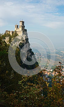 Guaita tower in Republic of San Marino in autumn