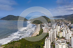 Guaiuba beach in Guaruja, Sao Paulo, Brazil, seen from the top photo