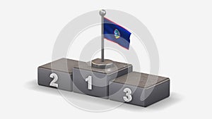 Guam 3D waving flag illustration on winner podium.