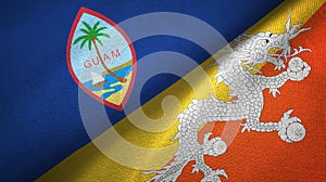 Guam and Bhutan two flags textile cloth, fabric texture