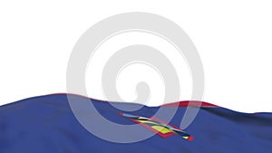 Guam fabric flag waving on the wind loop. Guamese embroidery stiched cloth banner swaying on the breeze. Half-filled white