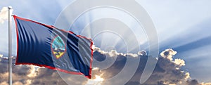 Guam flag on blue sky. 3d illustration