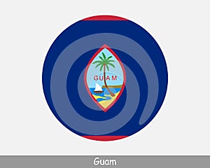 Guam Round Circle Flag. Guamanian Circular Button Banner Icon. EPS Vector