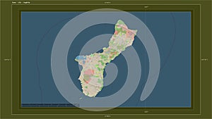 Guam - USA highlighted - composition. Topo standard