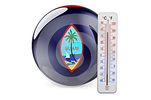 Guamanian flag with thermometer. 3D rendering