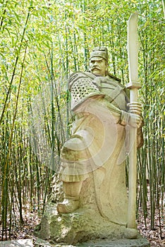 Guan Suo Statue at Zhaohua Ancient Town. a famous historic site in Guangyuan, Sichuan, China.