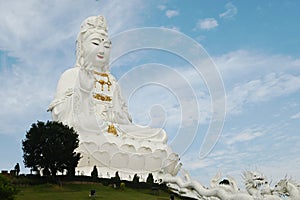 Guan Yin Bodhisattva Statue The largest Kuan Yin statue in Thailand. AT Wat Huay Pla Kang temple.