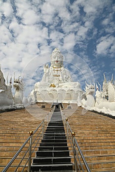 Guan Yin Bodhisattva Statue The largest Kuan Yin statue in Thailand. AT Wat Huay Pla Kang temple.