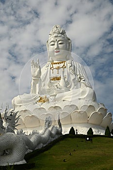 Guan Yin Bodhisattva Statue The largest Kuan Yin statue in Thailand. AT Wat Huay Pla Kang temple.