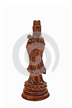 Guan Yin Buddha Statue isolated on white photo