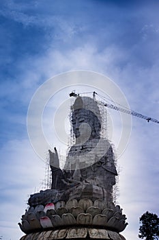 Guan Yin statue under construction, Wat huay pla kang