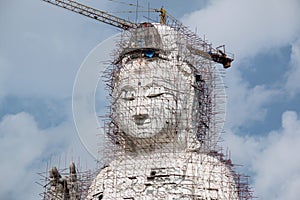 Guan Yin statue under construction, Wat huay pla kang