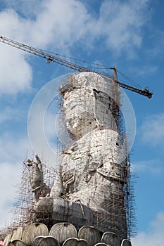 Guan Yin statue under construction, Wat huay pla kang