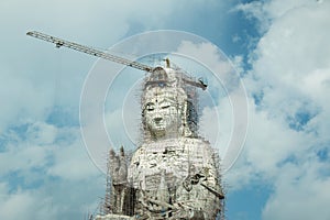 Guan Yin statue under construction, Wat huay pla kang