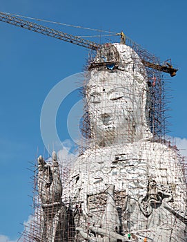 Guan Yin statue under construction, Wat huay pla kang