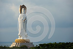 Guan Yin white marble statue