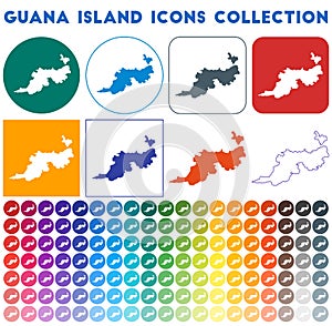 Guana Island icons collection.