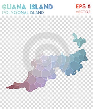 Guana Island polygonal map, mosaic style island.