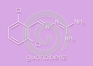 Guanabenz antihypertensive drug molecule. Skeletal formula.