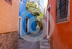 Guanajuato, Mexico, colorful colonial streets and architecture in Guanajuato historic center