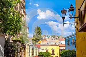 Guanajuato, Mexico, colorful colonial streets and architecture in Guanajuato historic center