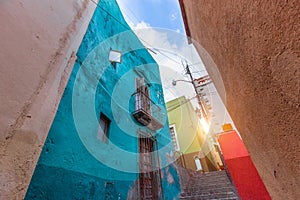 Guanajuato, Mexico, scenic colorful streets in historic city center