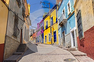 Guanajuato, Mexico, scenic colorful streets in historic city center