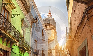 Guanajuato, Mexico, scenic colorful streets in historic city center