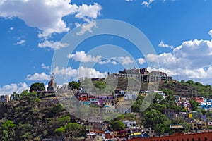 Guanajuato Mexico skyline view with blue sky