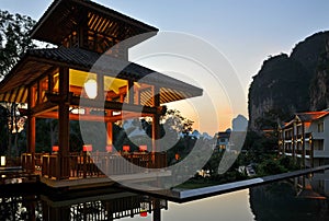 Guangxi Kart Formations at Sunset, China