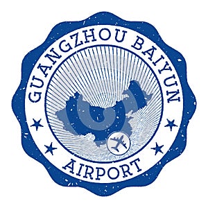 Guangzhou Baiyun Airport stamp.