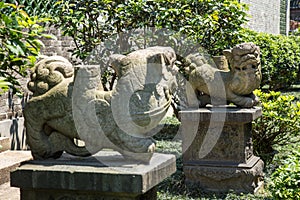 Guangzhou, China`s famous tourist attraction, the ancestral hall of Chen, a house with a distinctive architectural feature of Sout