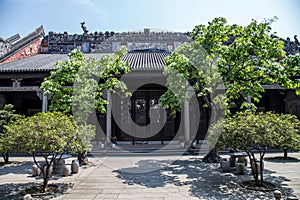 Guangzhou, China`s famous tourist attraction, the ancestral hall of Chen, a house with a distinctive architectural feature of Sout