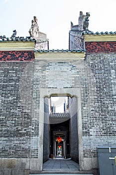 Guangzhou, China`s famous tourist attractions, Chen ancestral hall, which is one of the building group, the back door