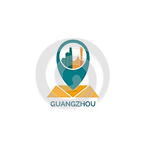 Guangzhou city cool skyline logo illustration