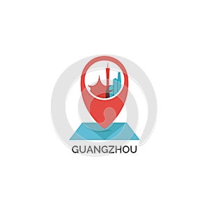 Guangzhou city cool skyline vector logo illustration
